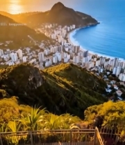  海滨城市日落全景(3)3091#竖屏 	 