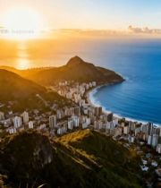  海滨城市日落全景(1)2304#竖屏 	 