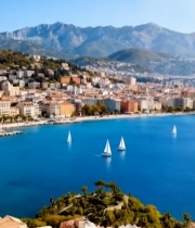  海滨城市山海风光全景4176#竖屏 	 