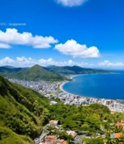  海滨城市自然风光全景7393#竖屏 	 