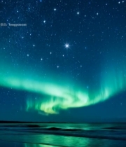  海边夜空极光星空景观1542#竖屏 	 