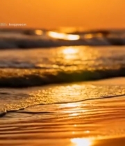  海边夕阳下的海浪景观(2)6767#竖屏 	 