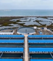  海边水产养殖池俯拍素材2895#竖屏 	 