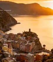  海边小镇日落全景565#竖屏 	 