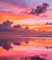 海边日落天空云霞倒影3467#竖屏 	 