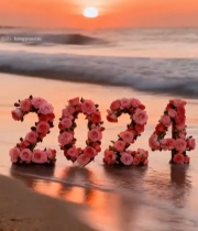  海边玫瑰组成的字样2332#竖屏 	 