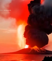  海边火山喷发自然景观(1)5169#竖屏 	 