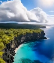  海岸悬崖与海洋俯瞰景象4436#竖屏 	 