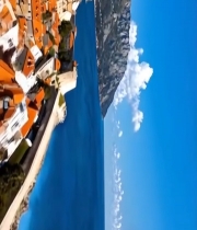  海岸城镇建筑与自然风光(1)4025#竖屏 	 