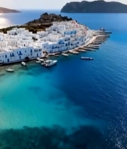  海边白蓝小镇全景1453#竖屏 	 