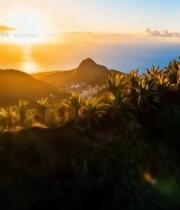  海边城市日落全景6369#竖屏 	 