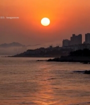  海边城市日落景象(1)6223#竖屏 	 