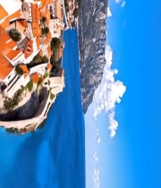  海岸城镇建筑与自然风光374#竖屏 	 