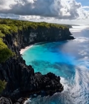  海岸边悬崖与碧海蓝天风景193#竖屏 	 