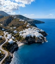  海岸白色建筑群航拍风景2722#竖屏 	 