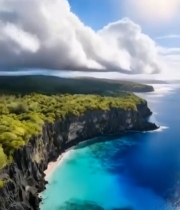  海岸悬崖与海洋俯瞰景象4436#竖屏 	 