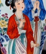  古风瓷器上的仕女绘画6842#竖屏 	 