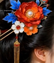  古风发饰佩戴特写1416#竖屏 	 