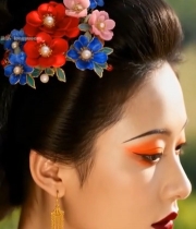  古风女子精致古装头饰特写(1)3512#竖屏 	 