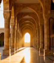  拱形走廊建筑阳光洒落景象2790#竖屏 	 