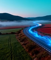  公路田园风光航拍5729#竖屏 	 