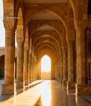  拱形走廊建筑阳光洒落景象2790#竖屏 	 