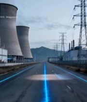  公路上行驶的汽车与电厂背景(1)2183#竖屏 	 