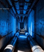  工业管道隧道内部场景2327#竖屏 	 