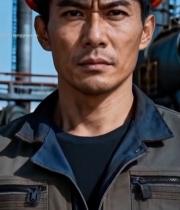  工业工人戴安全帽特写1342#竖屏 	 