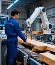  工人操作工业机器人生产线作业7194#竖屏 	 