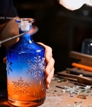  工匠手工制作彩色玻璃花瓶197#竖屏 	 