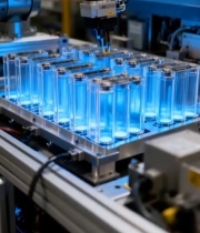  工厂机械臂操作电池生产5654#竖屏 	 