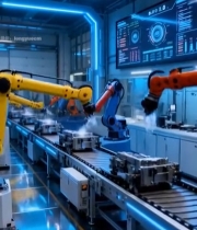  工厂机械臂自动化生产线1125#竖屏 	 