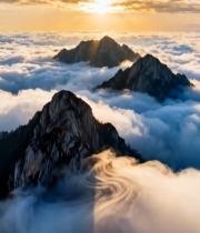  高山云海日出景观4528#竖屏 	 