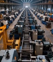  工厂车间内机械设备全景1249#竖屏 	 