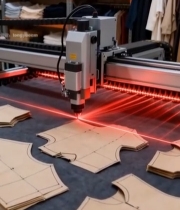  工厂服装裁剪机器工作画面3307#竖屏 	 