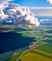  高空俯瞰田园与云海素材4332#竖屏 	 