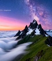  高山云海星空自然景观素材2874#竖屏 	 