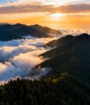  高山云海日出全景4267#竖屏 	 