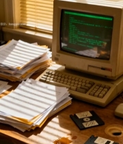  复古电脑办公桌场景4966#竖屏 	 