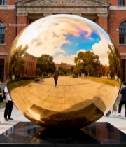  复旦大学数学科学院前金属球雕塑2705#竖屏 	 