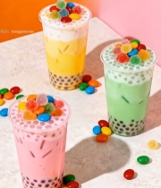  多彩珍珠奶茶搭配糖果6055#竖屏 	 