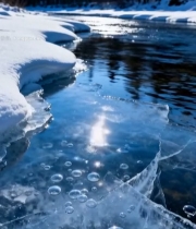  冬季河流冰雪自然风光441#竖屏 	 