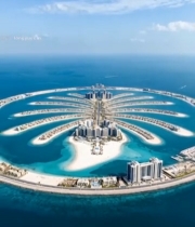  迪拜棕榈岛空中俯瞰全景6599#竖屏 	 