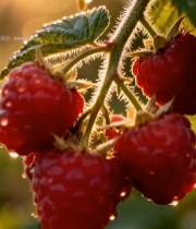  带露珠树莓特写画面1672#竖屏 	 