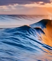  大海夕阳下的海浪景象235#竖屏 	 