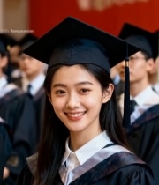  大学女生毕业时微笑特写2228#竖屏 	 