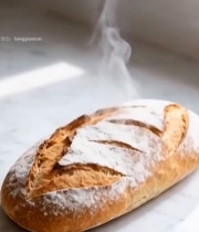  大理石台面上的新鲜出炉面包7683#竖屏 	 