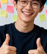  戴眼镜男子竖大拇指微笑1027#竖屏 	 