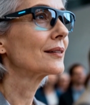  戴智能眼镜的银发女性3551#竖屏 	 